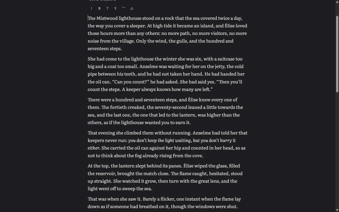 Focus mode: only the text remains on screen, on a dark background.